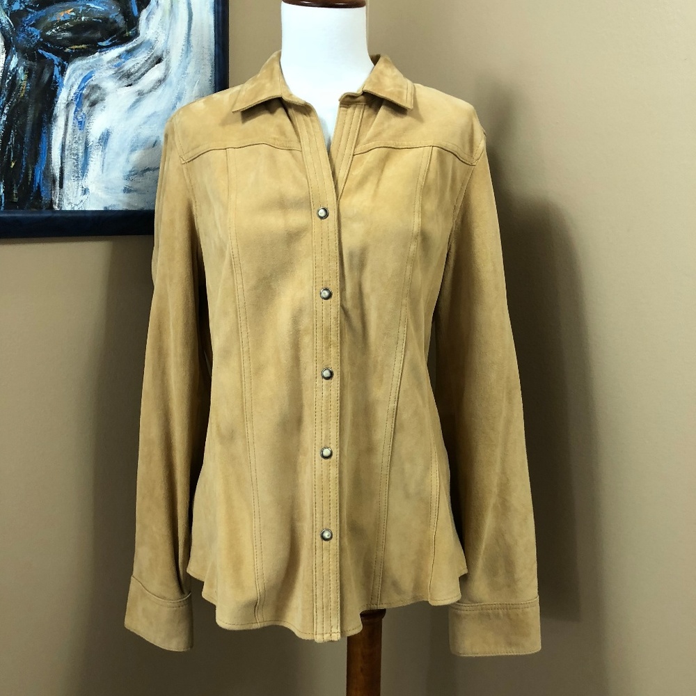 Eddie Bauer Suede Snap Shirt - Picture 2 of 8
